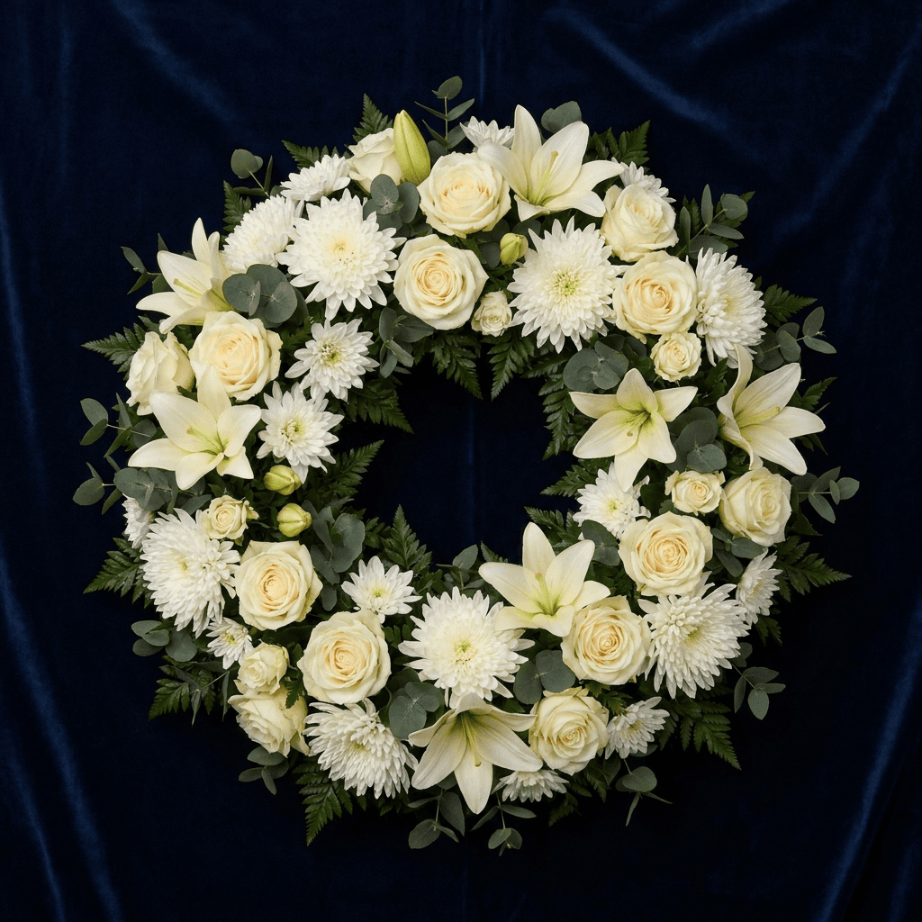 Coroană din flori naturale inclusă gratuit în orice pachet funerar